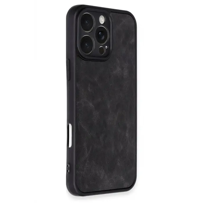 Lopard İphone 16 Pro Max Kılıf Aras Deri Kapak - Siyah