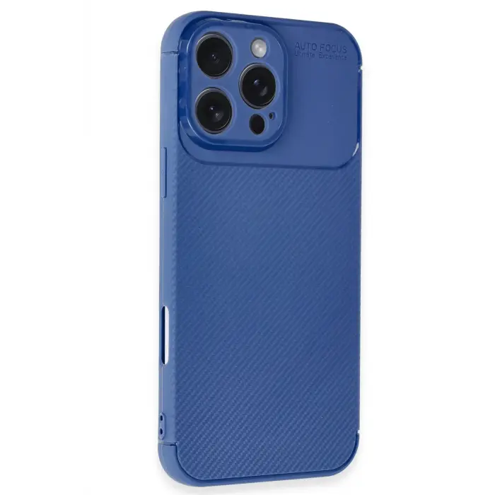 Lopard İphone 16 Pro Max Kılıf Auto Focus Karbon Kapak - Lacivert