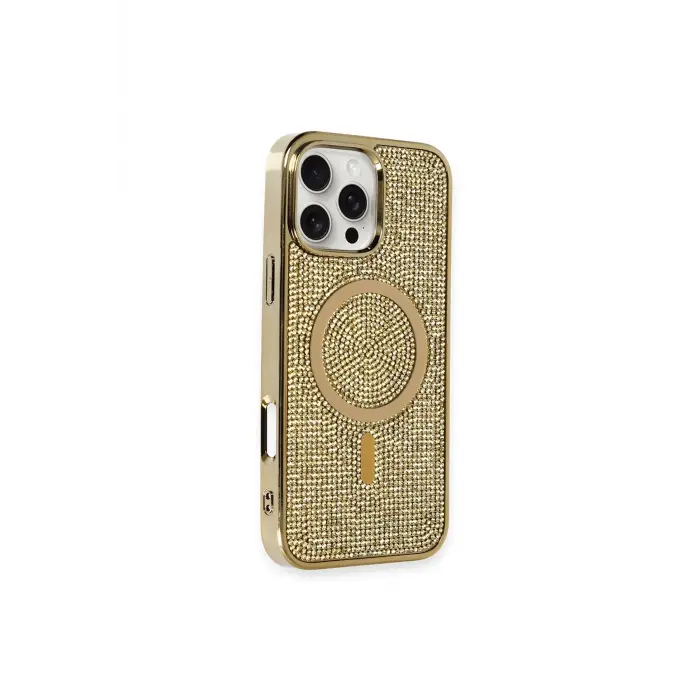Lopard İphone 16 Pro Max Kılıf Diamond Magsafe Kapak - Gold