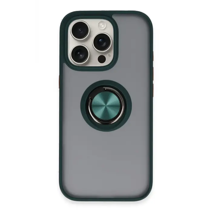 Lopard İphone 16 Pro Max Kılıf Montreal Yüzüklü Silikon Kapak - Yeşil