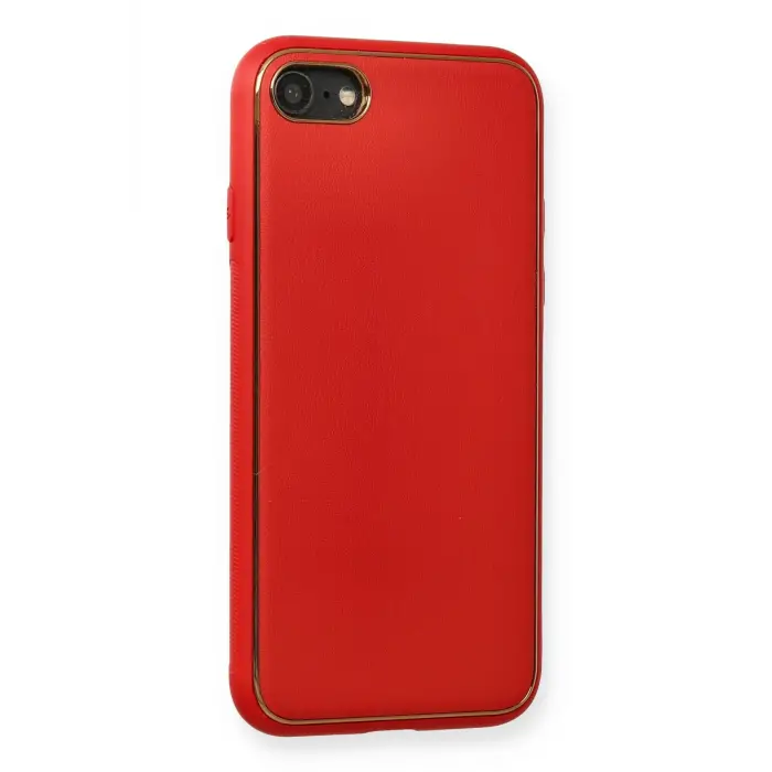 Lopard İphone 7 Kılıf Coco Deri Silikon Kapak - Kırmızı