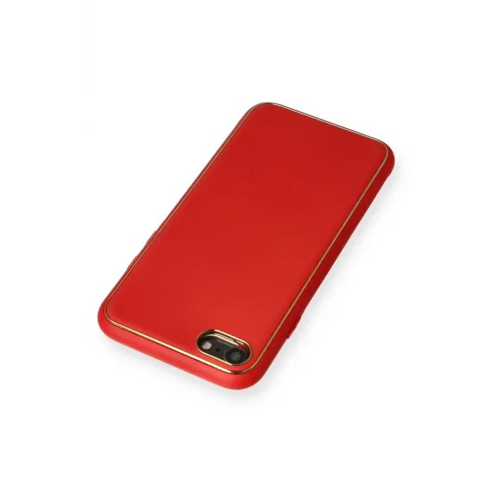 Lopard İphone 7 Kılıf Coco Deri Silikon Kapak - Kırmızı