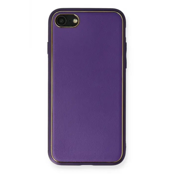 Lopard İphone 7 Kılıf Coco Deri Silikon Kapak - Mor