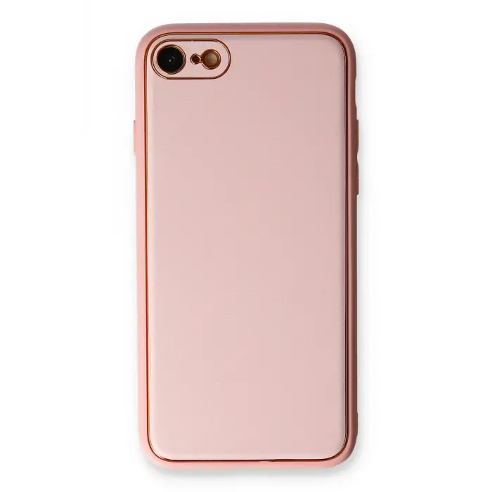 Lopard İphone 7 Kılıf Coco Deri Silikon Kapak - Pudra