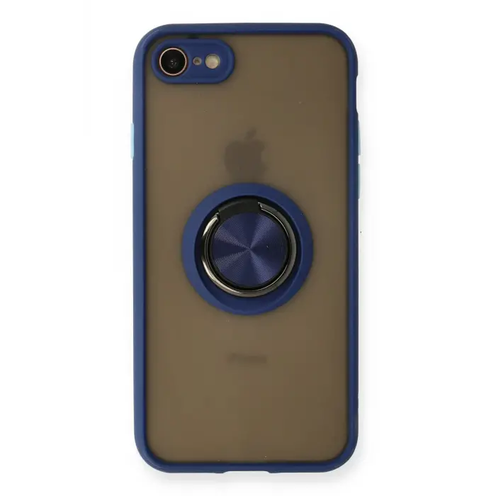 Lopard İphone 7 Kılıf Montreal Yüzüklü Silikon Kapak - Lacivert