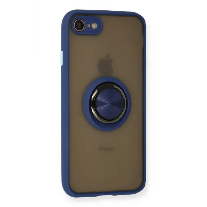 Lopard İphone 7 Kılıf Montreal Yüzüklü Silikon Kapak - Lacivert