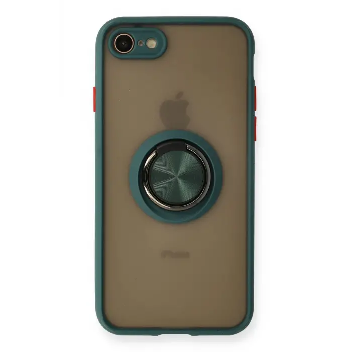 Lopard İphone 7 Kılıf Montreal Yüzüklü Silikon Kapak - Yeşil