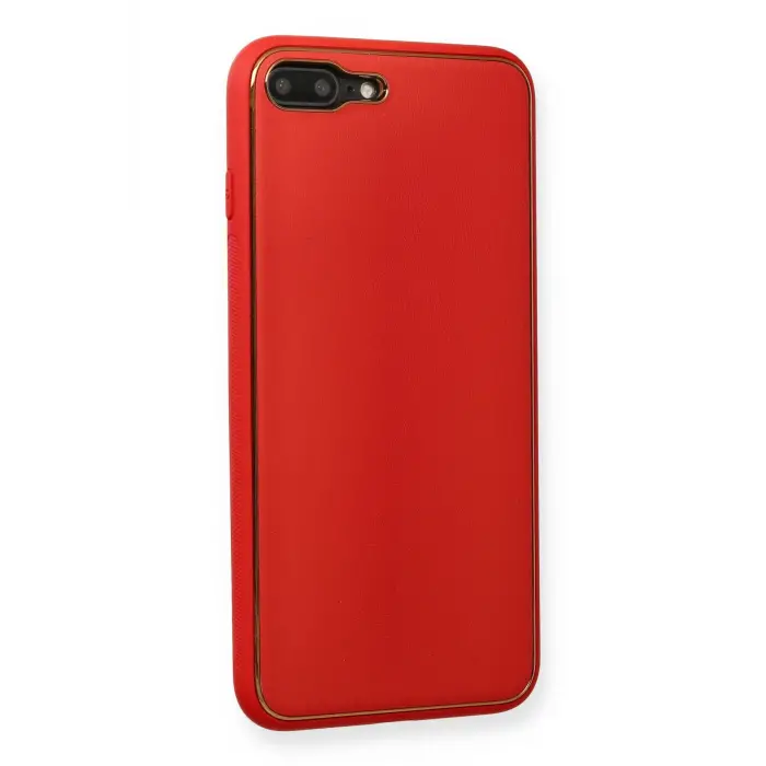 Lopard İphone 7 Plus Kılıf Coco Deri Silikon Kapak - Kırmızı