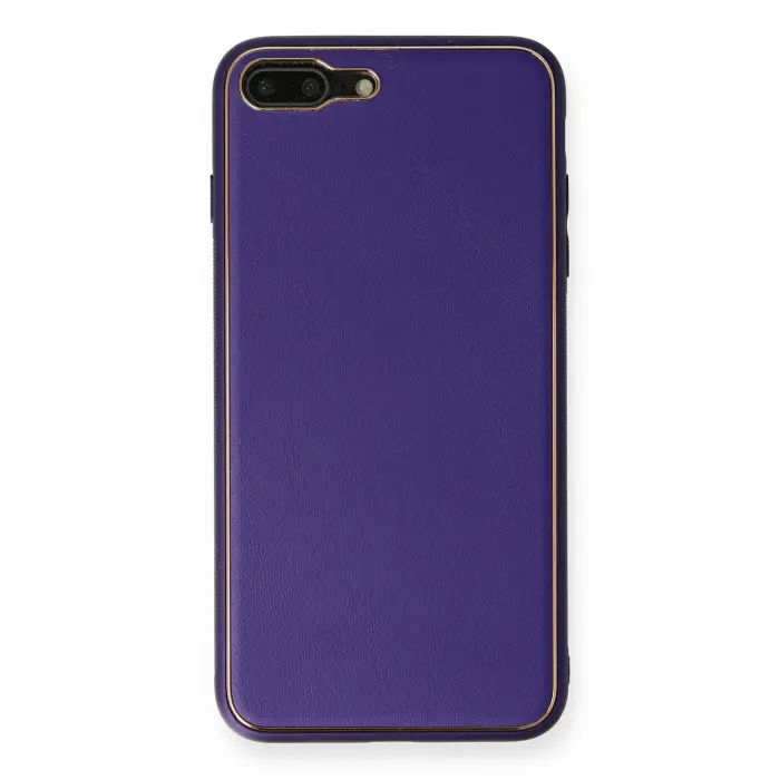 Lopard İphone 7 Plus Kılıf Coco Deri Silikon Kapak - Mor