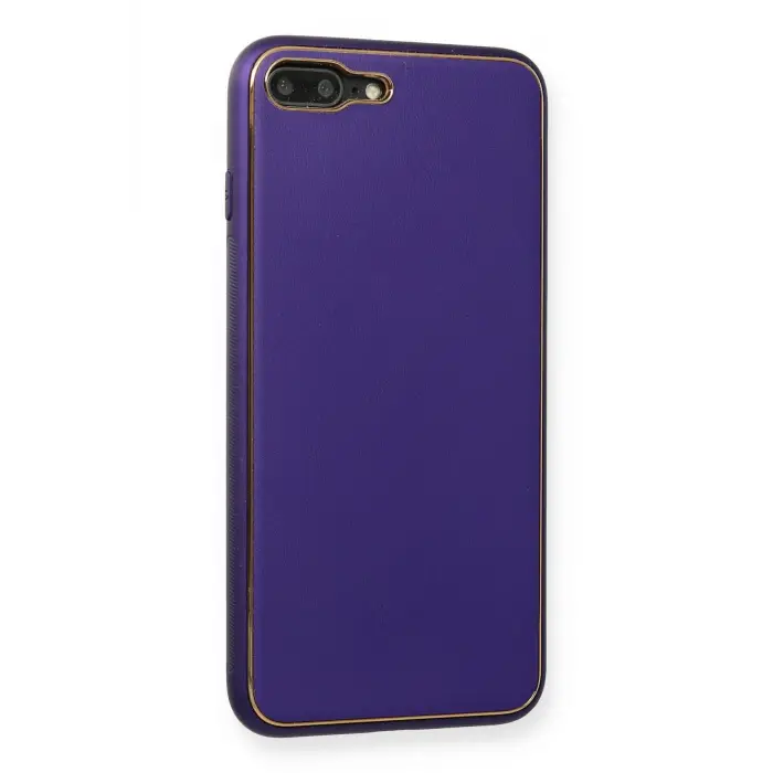 Lopard İphone 7 Plus Kılıf Coco Deri Silikon Kapak - Mor