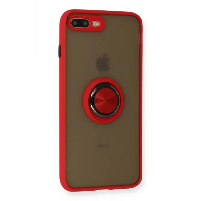 Lopard İphone 7 Plus Kılıf Montreal Yüzüklü Silikon Kapak - Kırmızı