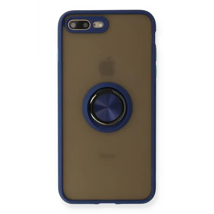 Lopard İphone 7 Plus Kılıf Montreal Yüzüklü Silikon Kapak - Lacivert