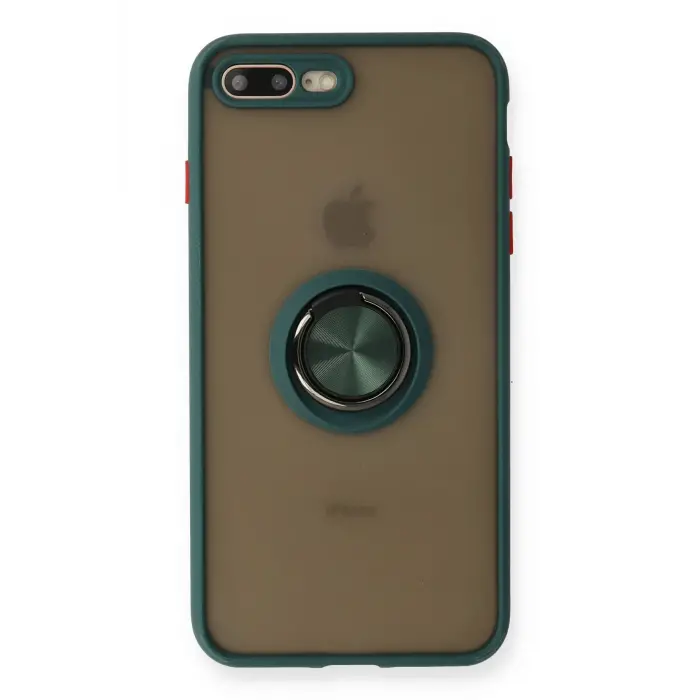 Lopard İphone 7 Plus Kılıf Montreal Yüzüklü Silikon Kapak - Yeşil