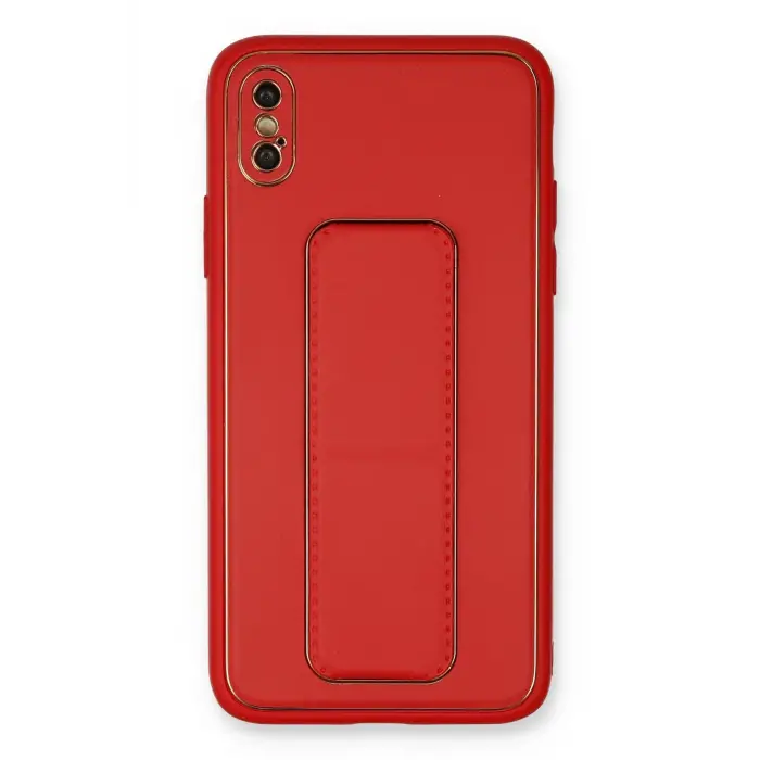 Lopard İphone Xs Max Kılıf Coco Deri Standlı Kapak - Kırmızı