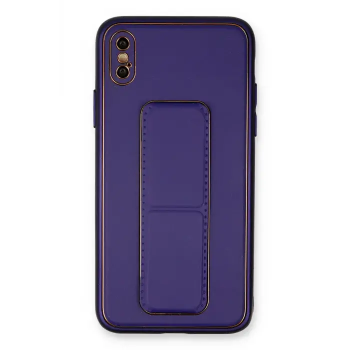 Lopard İphone Xs Max Kılıf Coco Deri Standlı Kapak - Mor