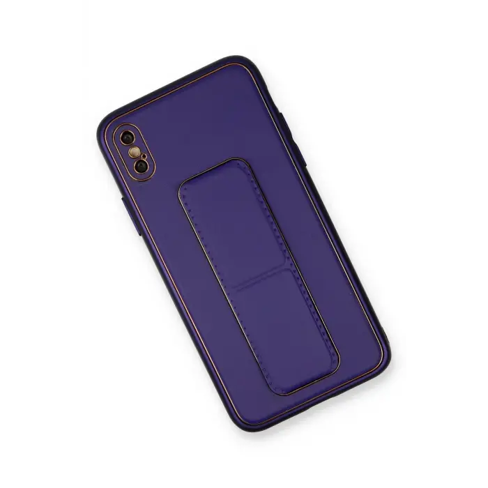 Lopard İphone Xs Max Kılıf Coco Deri Standlı Kapak - Mor