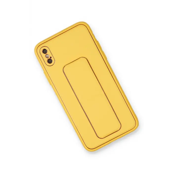 Lopard İphone Xs Max Kılıf Coco Deri Standlı Kapak - Sarı