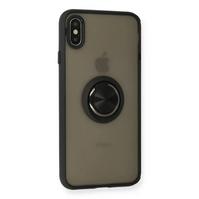 Lopard İphone Xs Max Kılıf Montreal Yüzüklü Silikon Kapak - Siyah