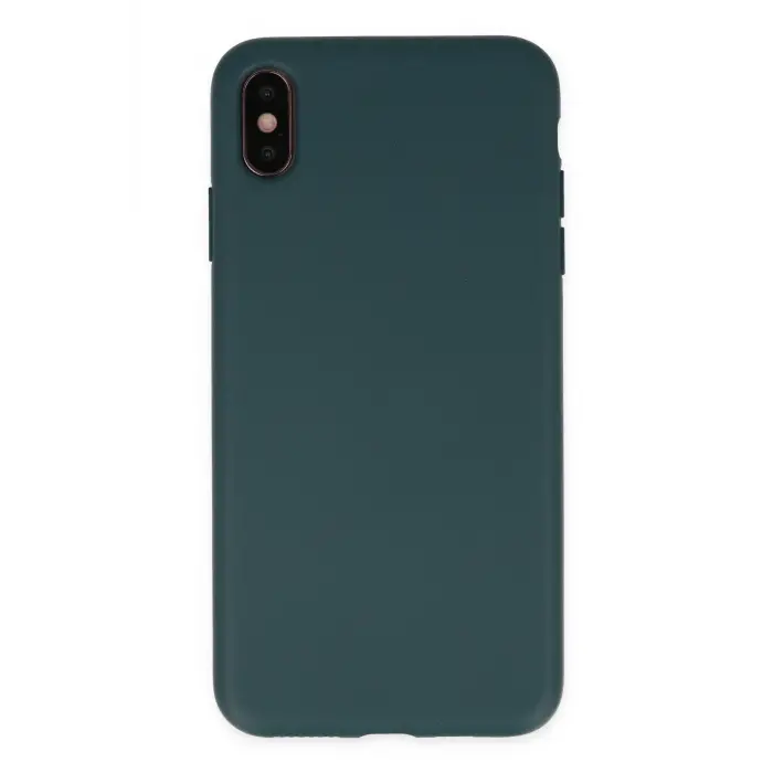Lopard İphone Xs Max Kılıf Nano İçi Kadife Silikon - Koyu Yeşil