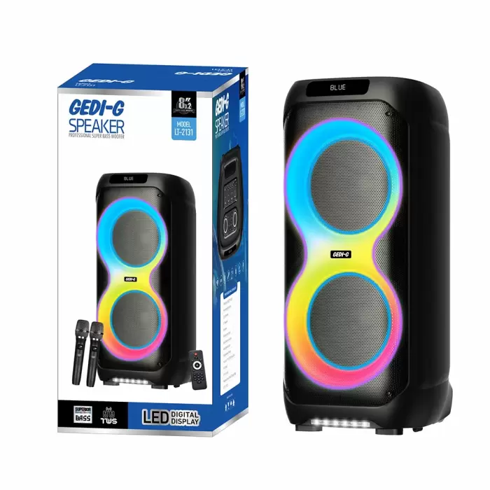 Lopard Lt-2131 Dijital Led Göstergeli Mikrofonlu Rgb Tws Çift 8 İnç Stereo Bass Kablosuz Karaoke Hoparlör