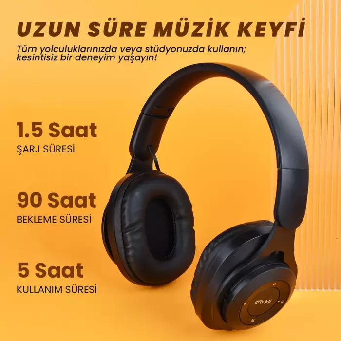 Lopard M6 Plus Ayarlanabilir ve Katlanabilir Kulak Üstü Bluetooth Kulaklık