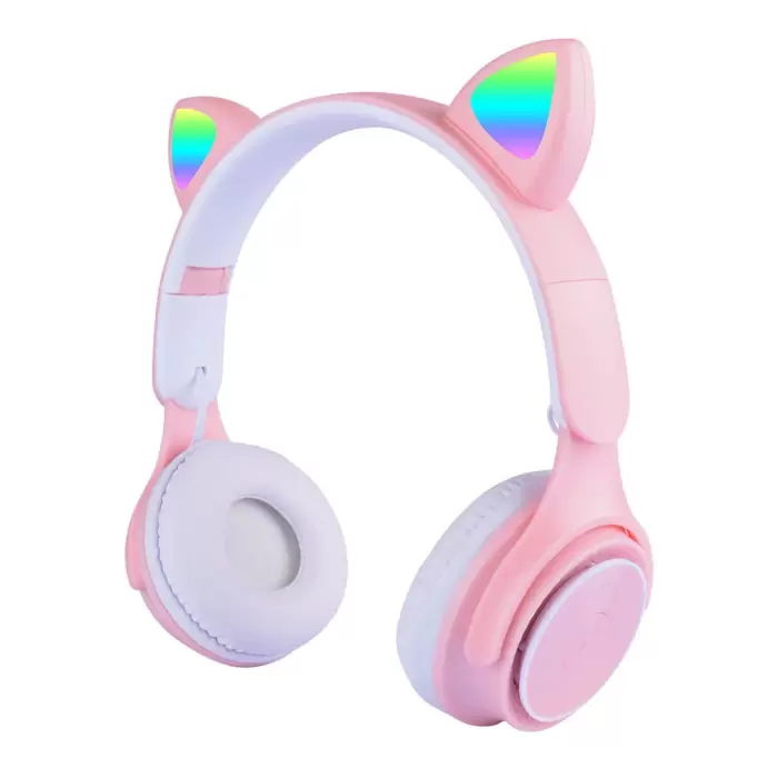 Lopard M6 Pro Cat RGB Led Işıklı Kedi Kulağı Band Tasarımlı Ayarlanabilir ve Katlanabilir Kulak Üstü Bluetooth Kulaklık