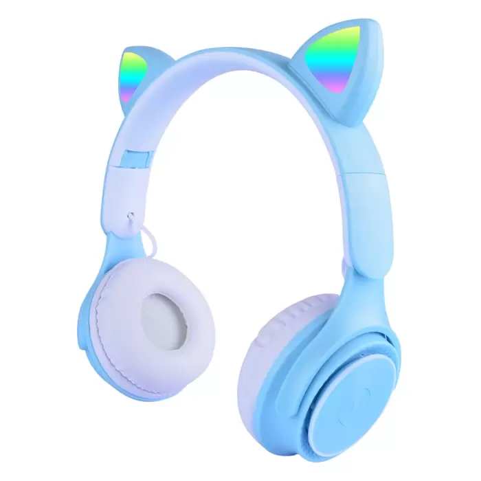 Lopard M6 Pro Cat RGB Led Işıklı Kedi Kulağı Band Tasarımlı Ayarlanabilir ve Katlanabilir Kulak Üstü Bluetooth Kulaklık