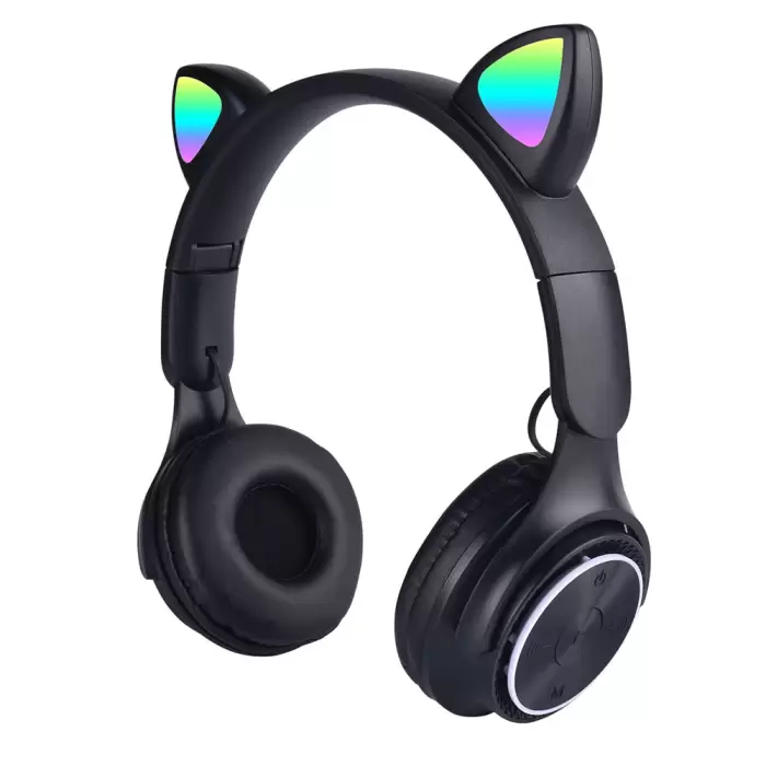 Lopard M6 Pro Cat RGB Led Işıklı Kedi Kulağı Band Tasarımlı Ayarlanabilir ve Katlanabilir Kulak Üstü Bluetooth Kulaklık