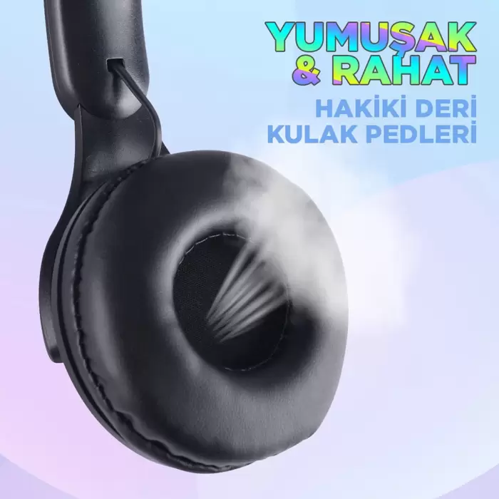 Lopard M6 Pro Cat RGB Led Işıklı Kedi Kulağı Band Tasarımlı Ayarlanabilir ve Katlanabilir Kulak Üstü Bluetooth Kulaklık