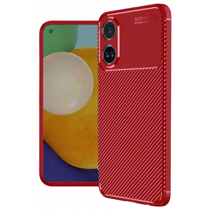 Lopard Oppo A38 Kılıf Auto Focus Karbon Kapak - Kırmızı