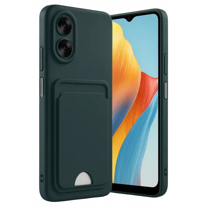 Lopard Oppo A38 Kılıf Kelvin Kartvizitli Silikon - Koyu Yeşil