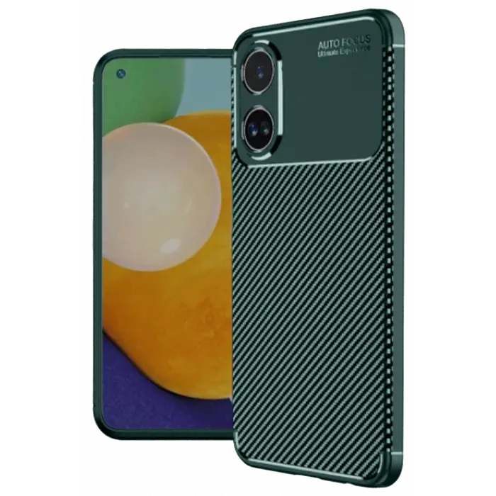 Lopard Oppo A60 Kılıf Auto Focus Karbon Kapak - Koyu Yeşil