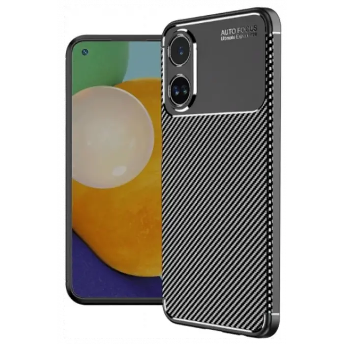 Lopard Oppo A60 Kılıf Auto Focus Karbon Kapak - Siyah