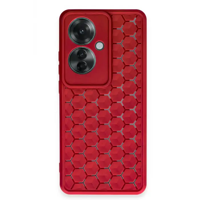 Lopard Oppo Reno 11f Kılıf Petek Silikon Kapak - Kırmızı