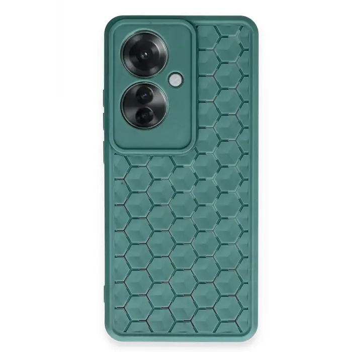 Lopard Oppo Reno 11f Kılıf Petek Silikon Kapak - Koyu Yeşil