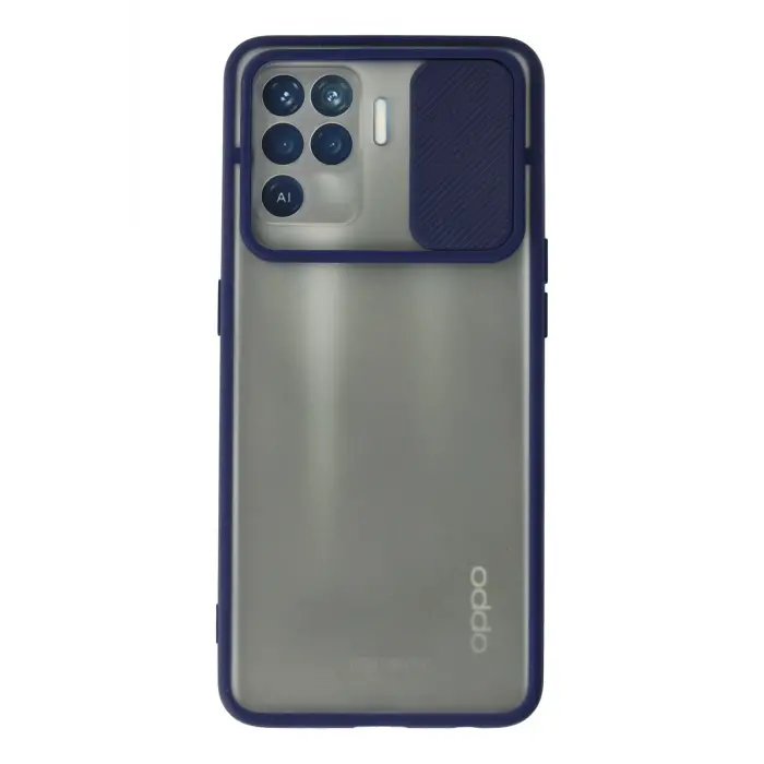 Lopard Oppo Reno 5 Lite Kılıf Palm Buzlu Kamera Sürgülü Silikon - Lacivert