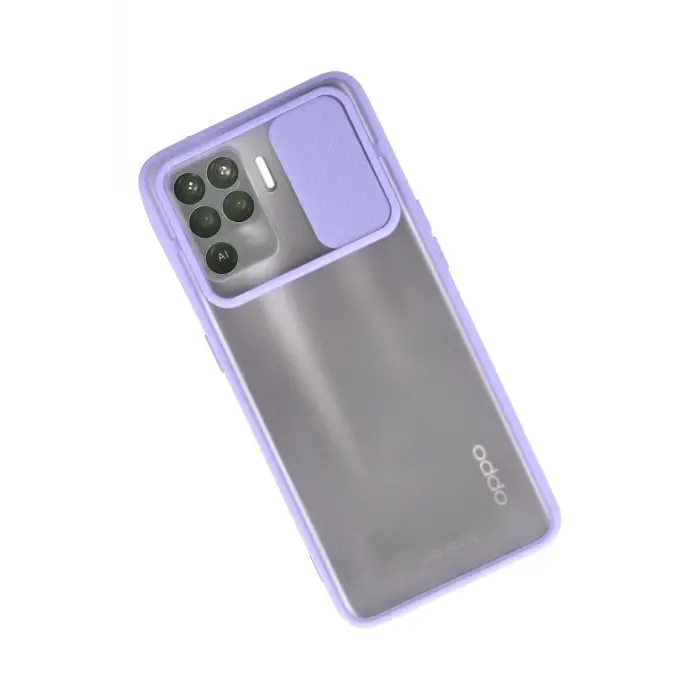 Lopard Oppo Reno 5 Lite Kılıf Palm Buzlu Kamera Sürgülü Silikon - Lila