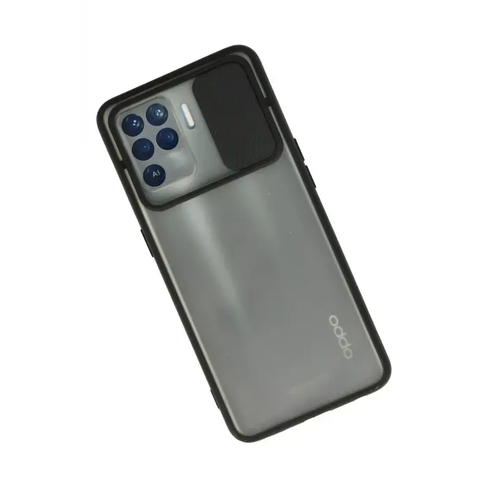 Lopard Oppo Reno 5 Lite Kılıf Palm Buzlu Kamera Sürgülü Silikon - Siyah