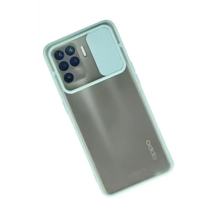 Lopard Oppo Reno 5 Lite Kılıf Palm Buzlu Kamera Sürgülü Silikon - Turkuaz