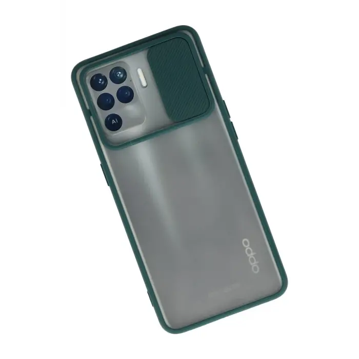 Lopard Oppo Reno 5 Lite Kılıf Palm Buzlu Kamera Sürgülü Silikon - Yeşil