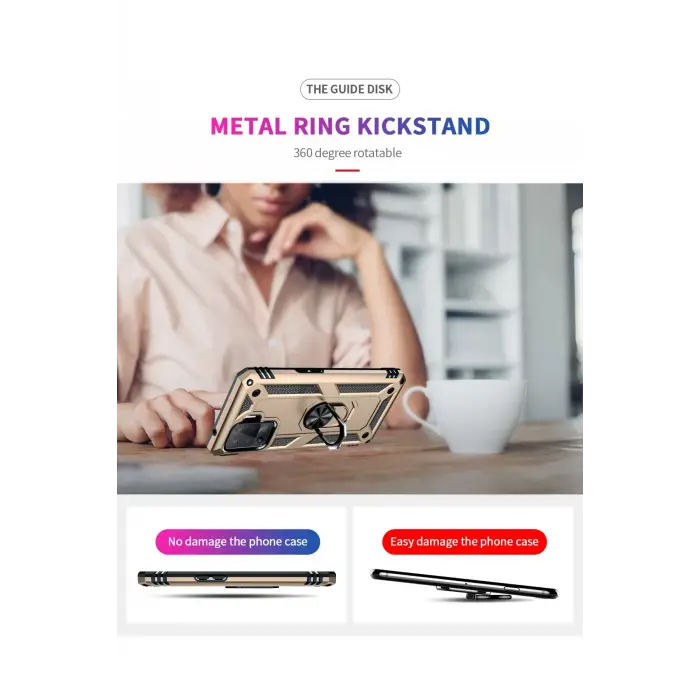 Lopard Oppo Reno 5 Lite Kılıf Sofya Yüzüklü Silikon Kapak - Gold