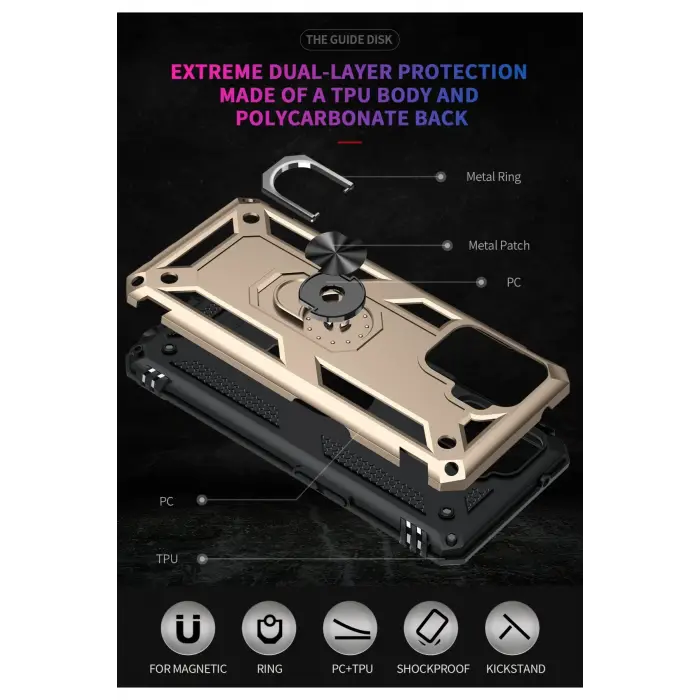 Lopard Oppo Reno 5 Lite Kılıf Sofya Yüzüklü Silikon Kapak - Gold