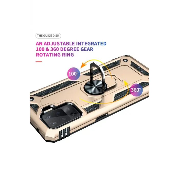 Lopard Oppo Reno 5 Lite Kılıf Sofya Yüzüklü Silikon Kapak - Gold