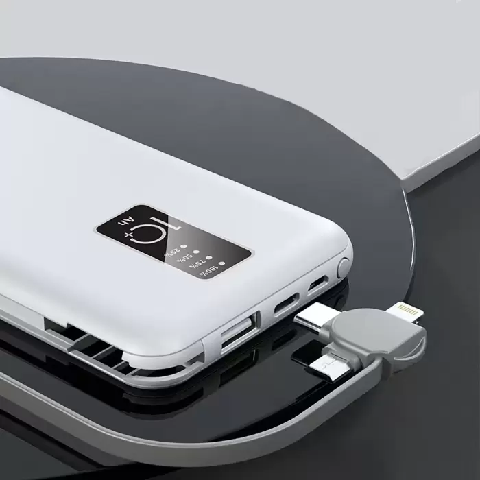 Lopard PW-05 Hızlı Şarj Led Göstergeli Micro Lightning Type-C Kablolu Taşınabilir Powerbank 10000mAh