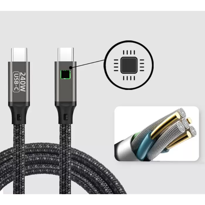 Lopard QG02 Type-C to Type-C PD3.1 Data Kablosu 240W 480Mbps 0.5 Metre