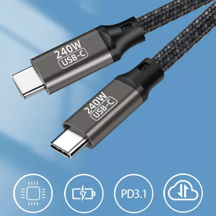 Lopard QG02 Type-C to Type-C PD3.1 Data Kablosu 240W 480Mbps 0.5 Metre