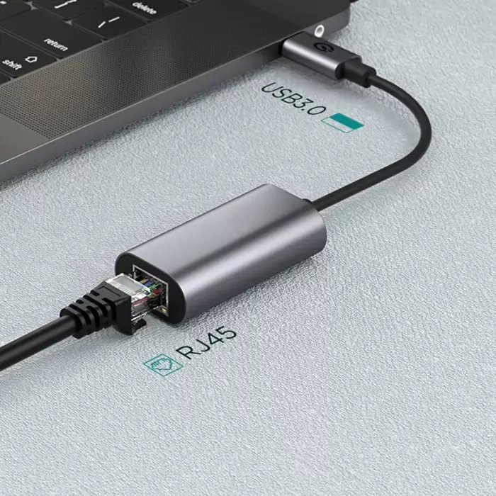 Lopard QG03 USB-A to RJ45 USB3.0 Ethernet Dönüştürücü Kablo 1000Mbps 22cm
