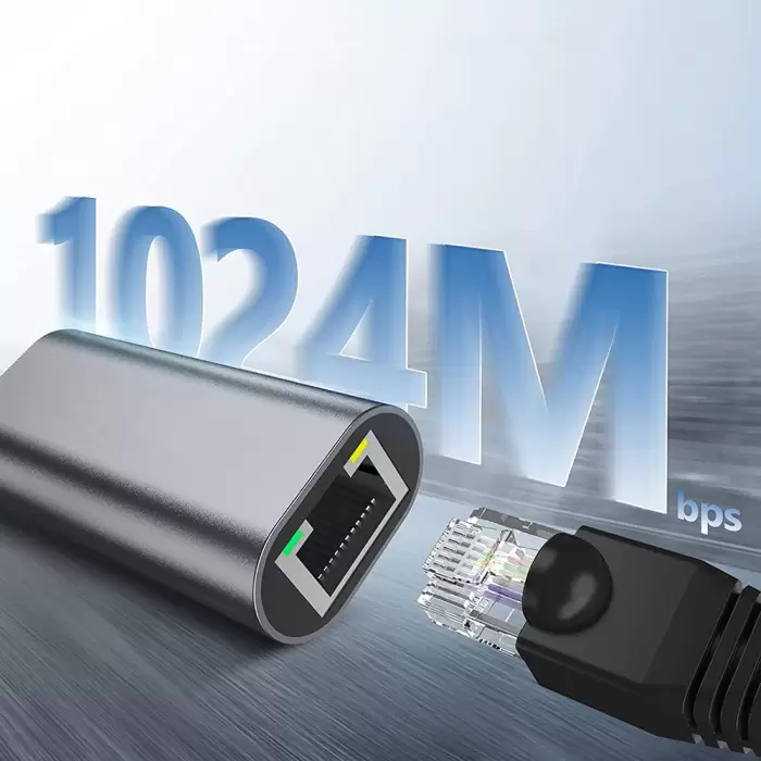 Lopard QG04 Type-C to RJ45 Ethernet Dönüştürücü Kablo 1024Mbps 22cm