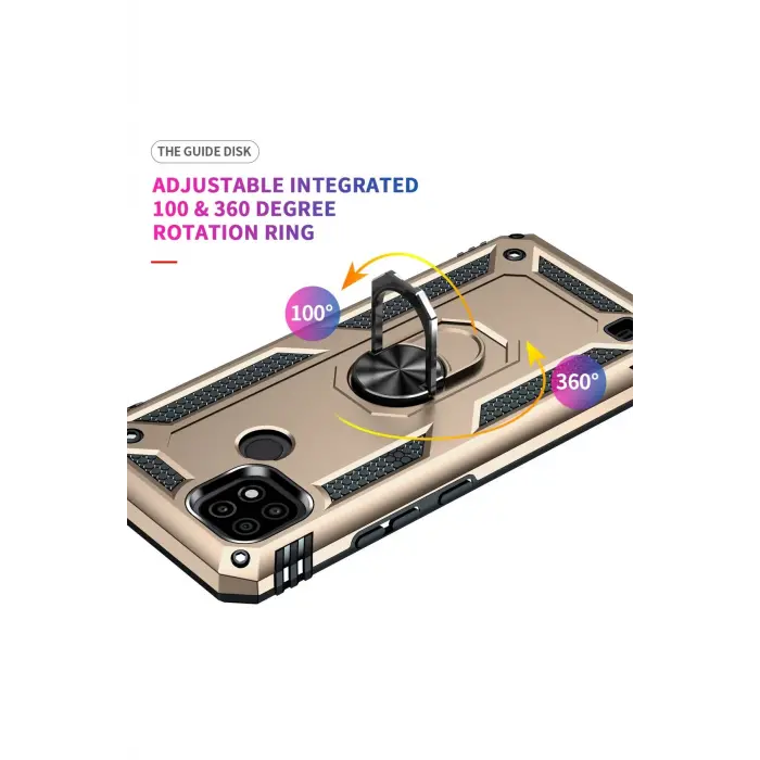 Lopard Realme C21 Kılıf Sofya Yüzüklü Silikon Kapak - Gold