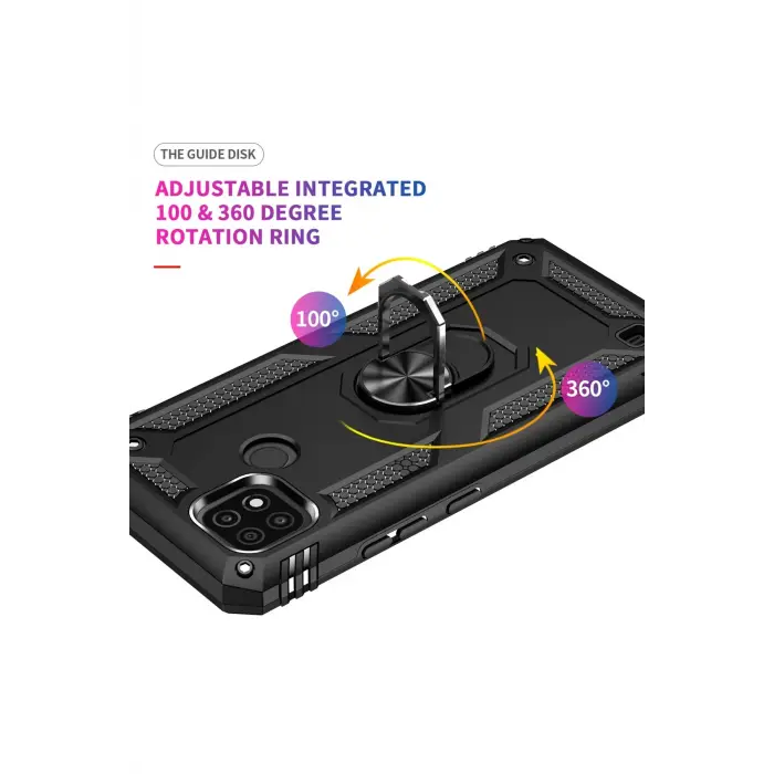 Lopard Realme C21 Kılıf Sofya Yüzüklü Silikon Kapak - Siyah